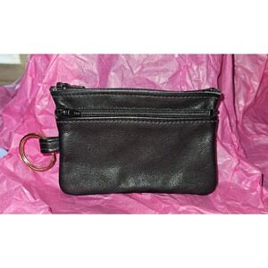 New North Star Leather - Black Leather Zipper Key Pouch